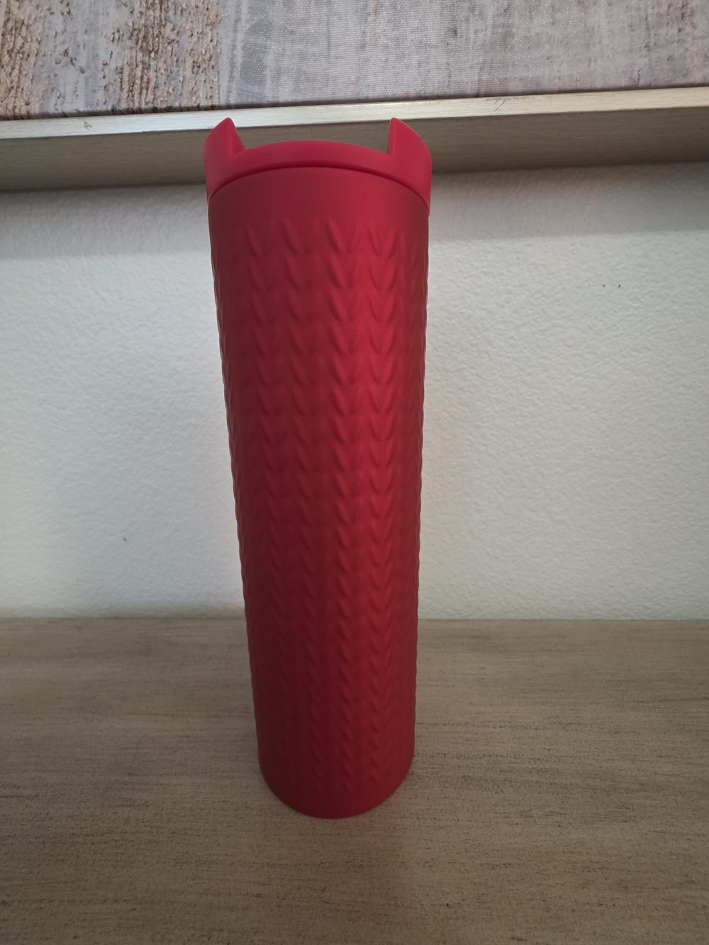 Starbucks Cup Red Textured Travel Tumbler NWT SWEATER WEATHER